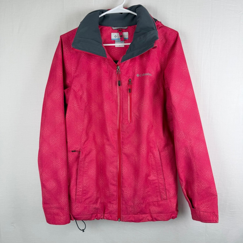 Columbia‎ Interchange Jacket Womens Medium Pink Geometric Hooded Shell Outdoor